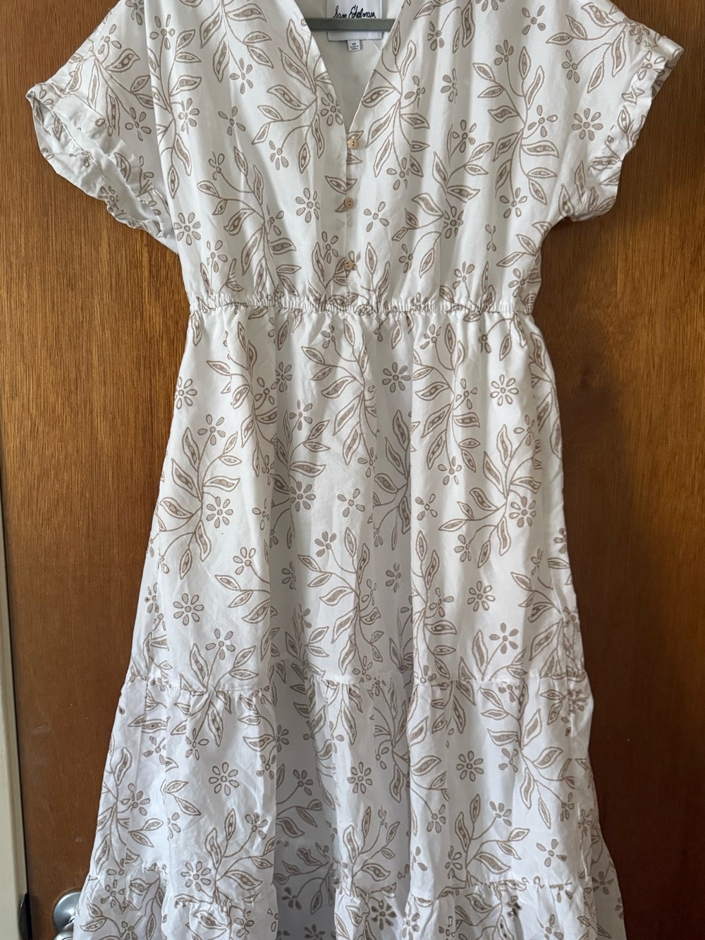 Sam Edelman Cream Midi Dress with Tan Botanical Print